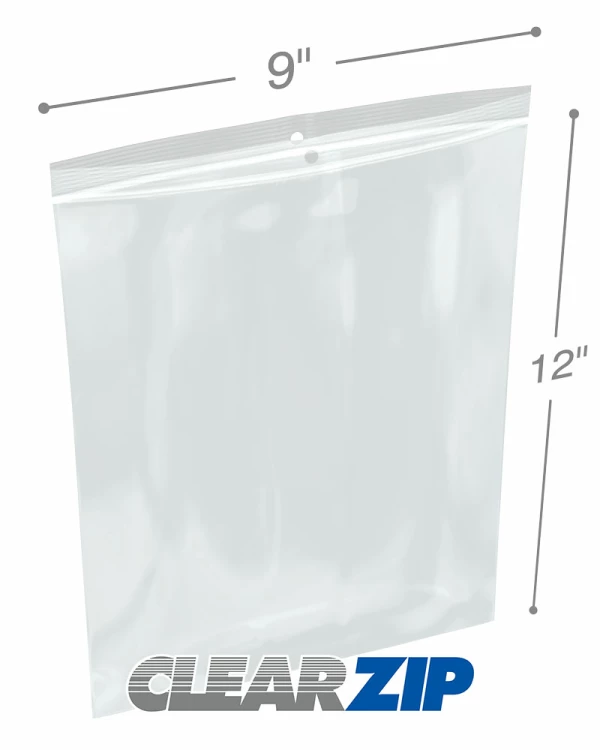9x12 Zipper Zip Bags 2 Mil Seal Clear Plastic Baggies Top Lock