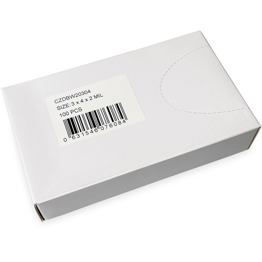 Dispenser Box of 3 x 4 2 Mil White Block Clearzip Lock Top Bags