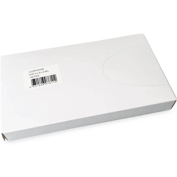 5 x 8 2 Mil White Block Clearzip Lock Top Bags Dispenser Box Dispenser Box of 5 x 8 2 Mil White Block Clearzip Lock Top Bags
