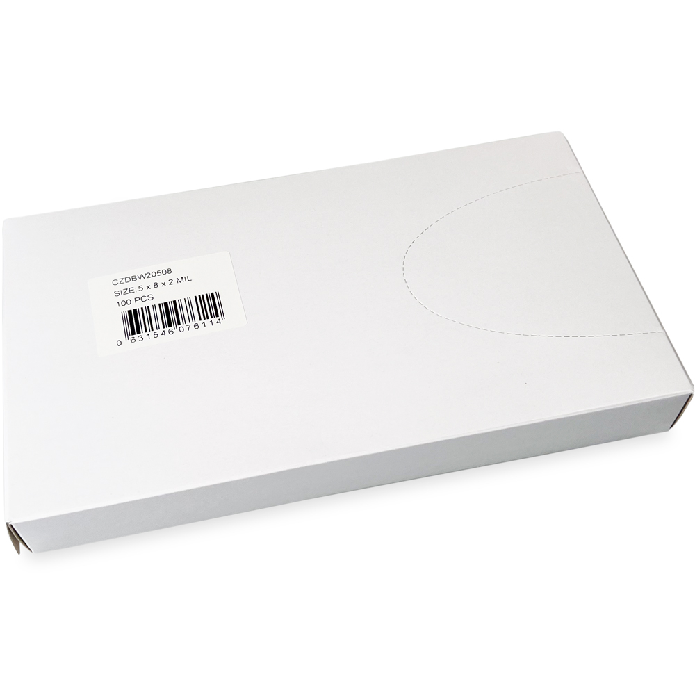 Dispenser Box of 5 x 8 2 Mil White Block Clearzip Lock Top Bags