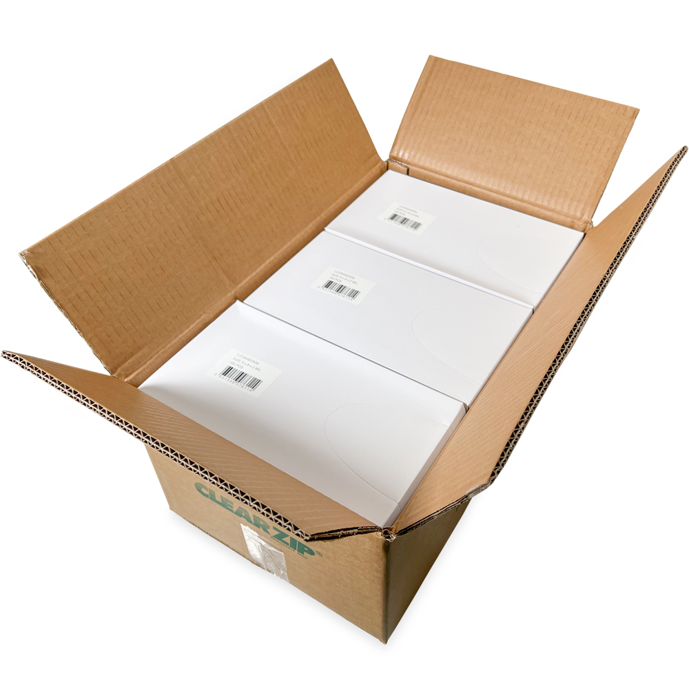 Master Case of Dispenser Box 5 x 8 2 Mil White Block Clearzip Lock Top Bags