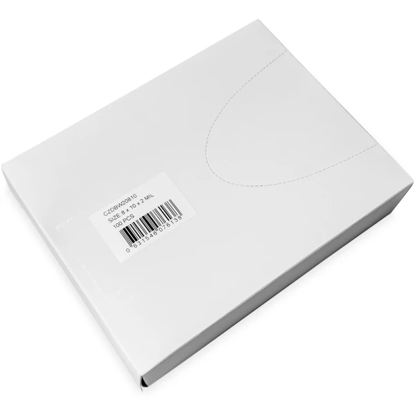 8 x 10 2 Mil White Block Clearzip Lock Top Bags Dispenser Box Dispenser Box of 8 x 10 2 Mil White Block Clearzip Lock Top Bags
