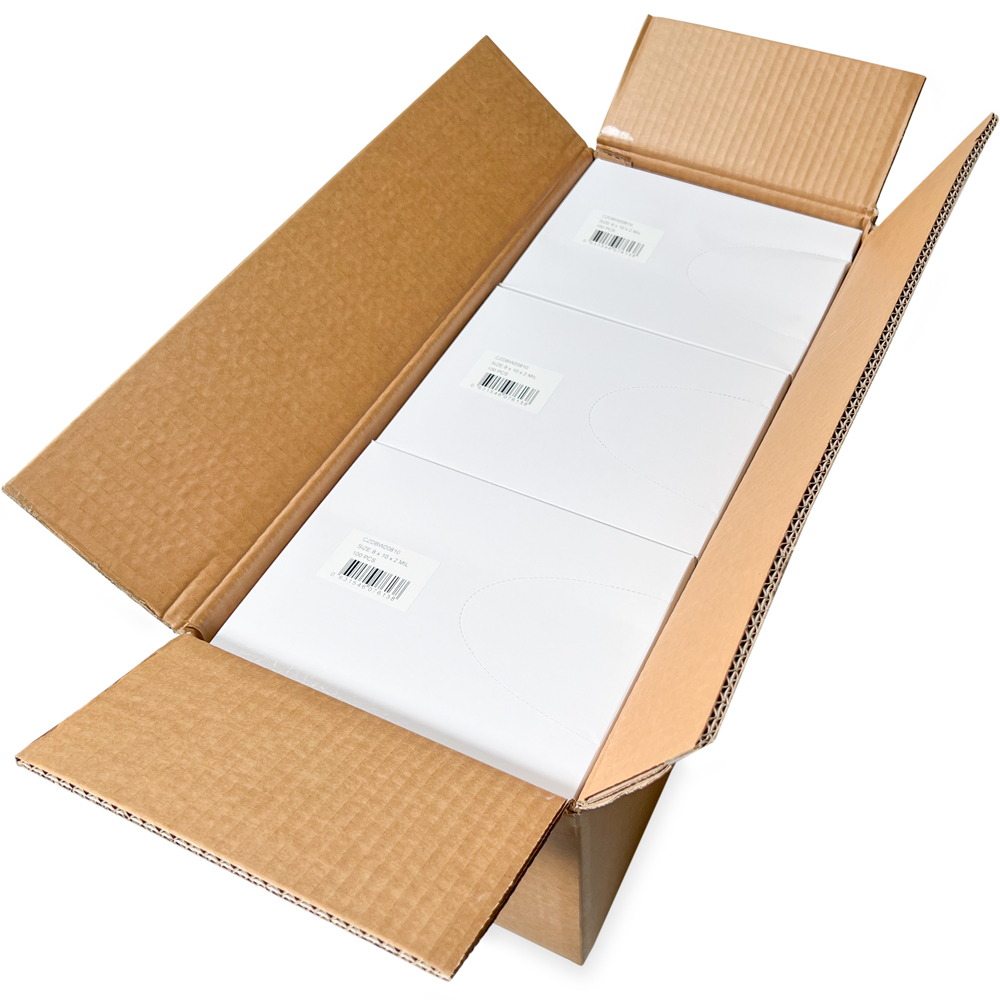 Master Case of Dispenser Box 8 x 10 2 Mil White Block Clearzip Lock Top Bags