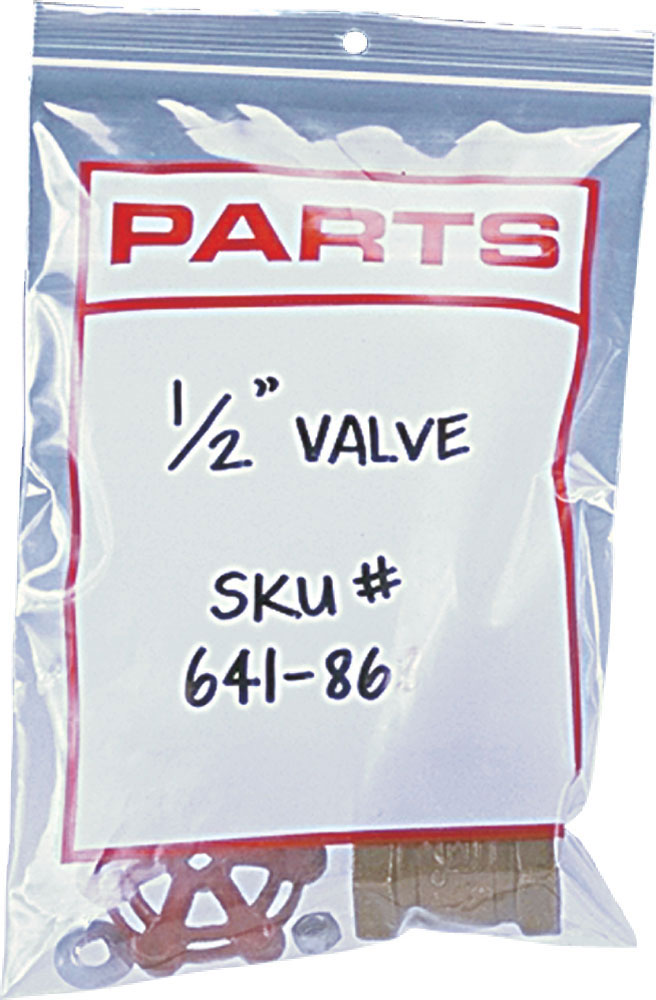 6x9 Zipper Locking Printed PARTS Bags with White Block