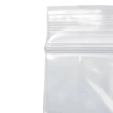 Extreme close up of securely locked Ziplock on Clear Bag